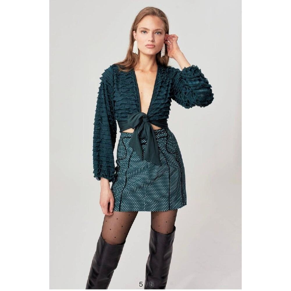 C/MEO COLLECTIVE Long Lasting Skirt In Forest Spot Sz: 6 NWT